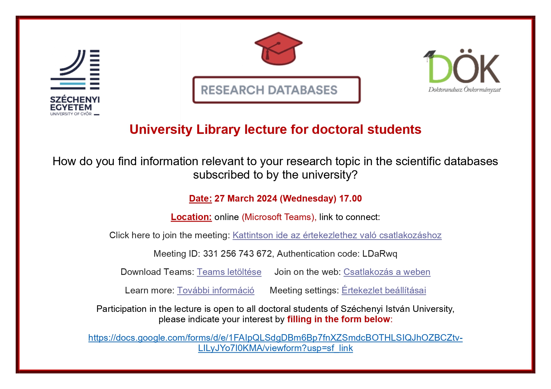 University Library lecture for doctoral students