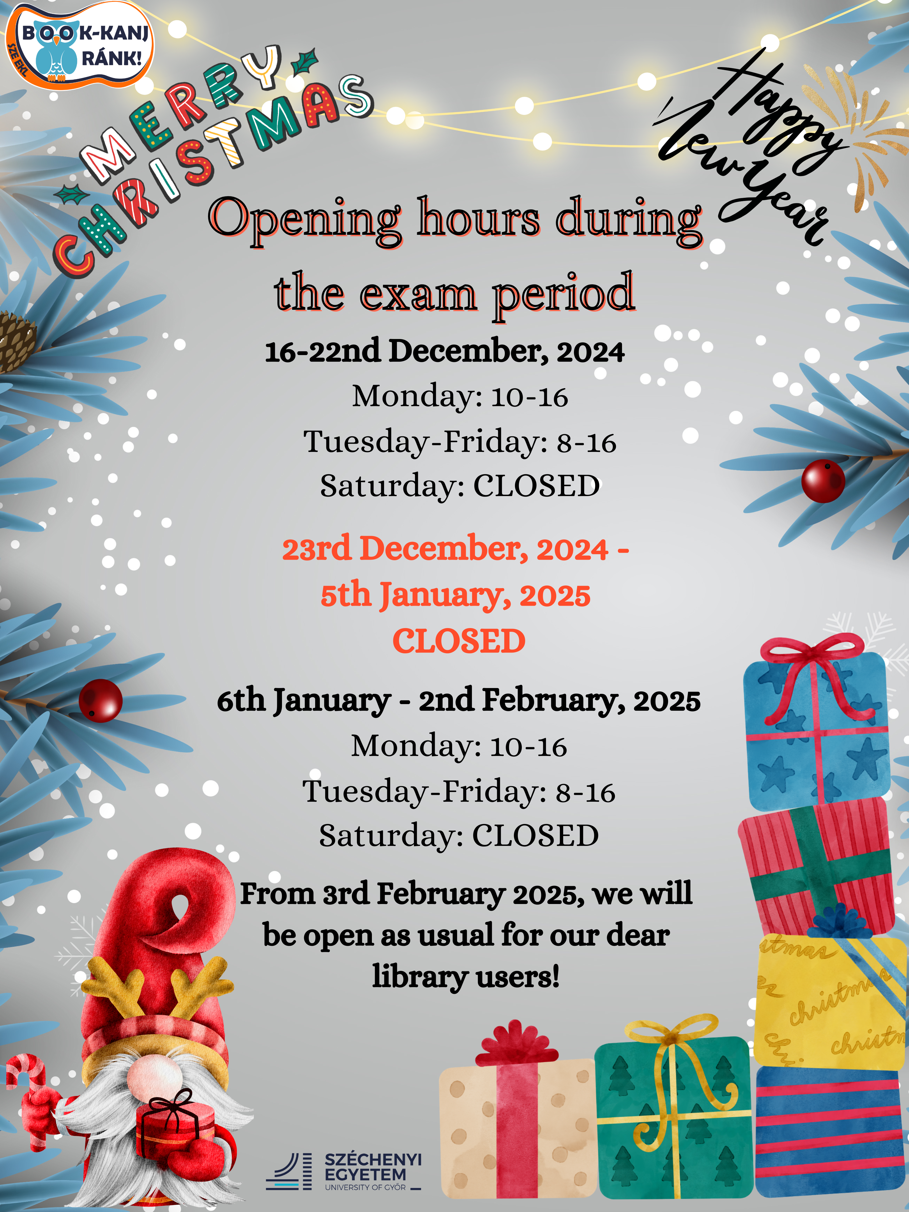 Opening hours in the exam period