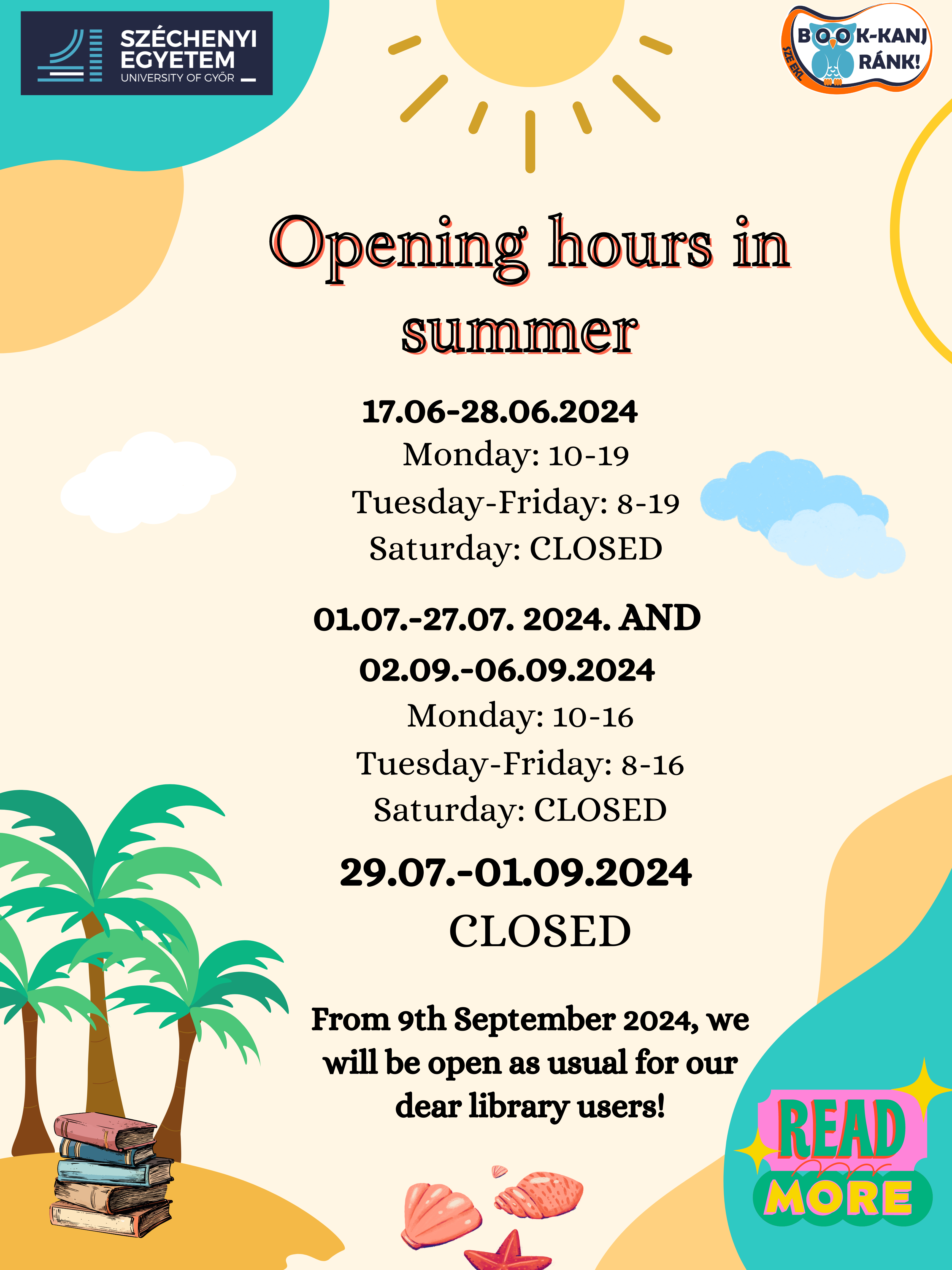 Summer opening hours in the library