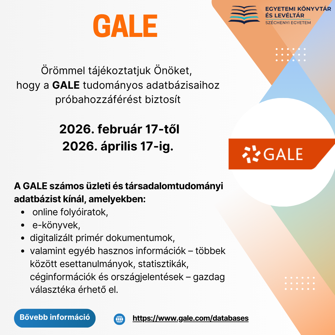 Próbahozzáférés a GALE tudományos adatbázisaihoz