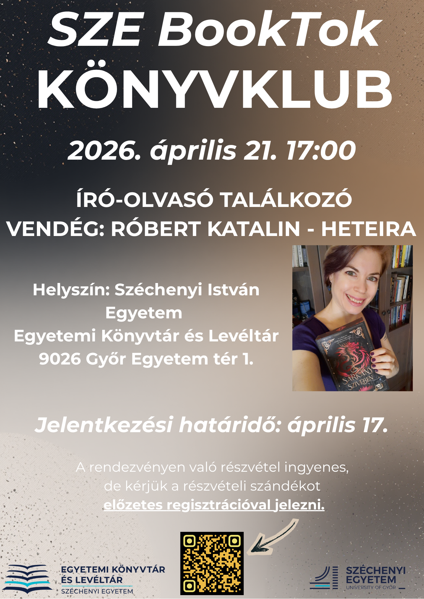 Író-olvasó találkozó a SZE-BookTok következő alkalmán!